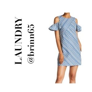 Laundry Embroidered Cold-Shoulder Chambray Dress